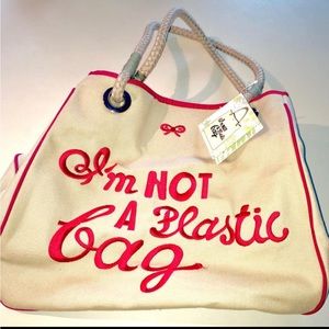Tittle 
ANYA HINDMARCH- LONDON "I'AM NOT CANVAS TOTE. AUTHENTIC, LIMITED EDITION